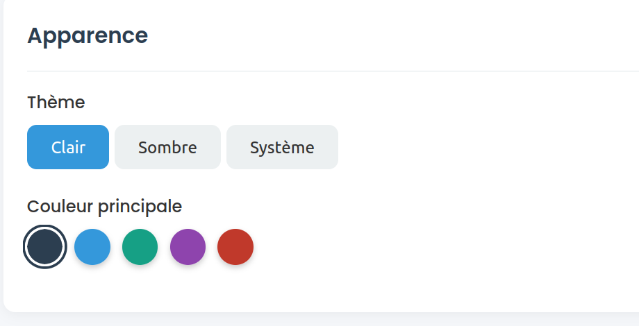 Light theme settings