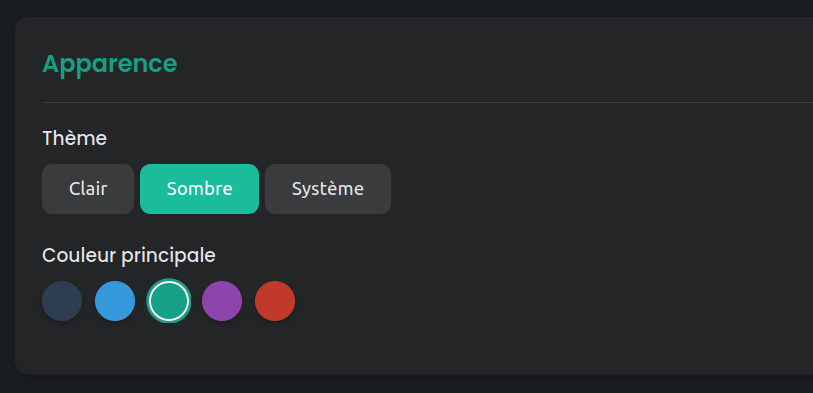 Dark theme settings